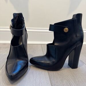 Alexander Wang Black Leather Chunky High Heel Ankle Boots